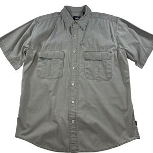 National Geographic Travel Collection Mens Large Gray Cotton Utility Shirt SS